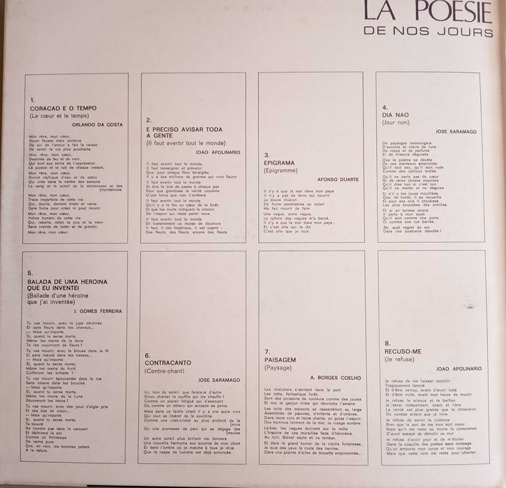 Luís Cília	- - - - -	La Poésie Portugaise de Nos Jours et ... - 1	- LP