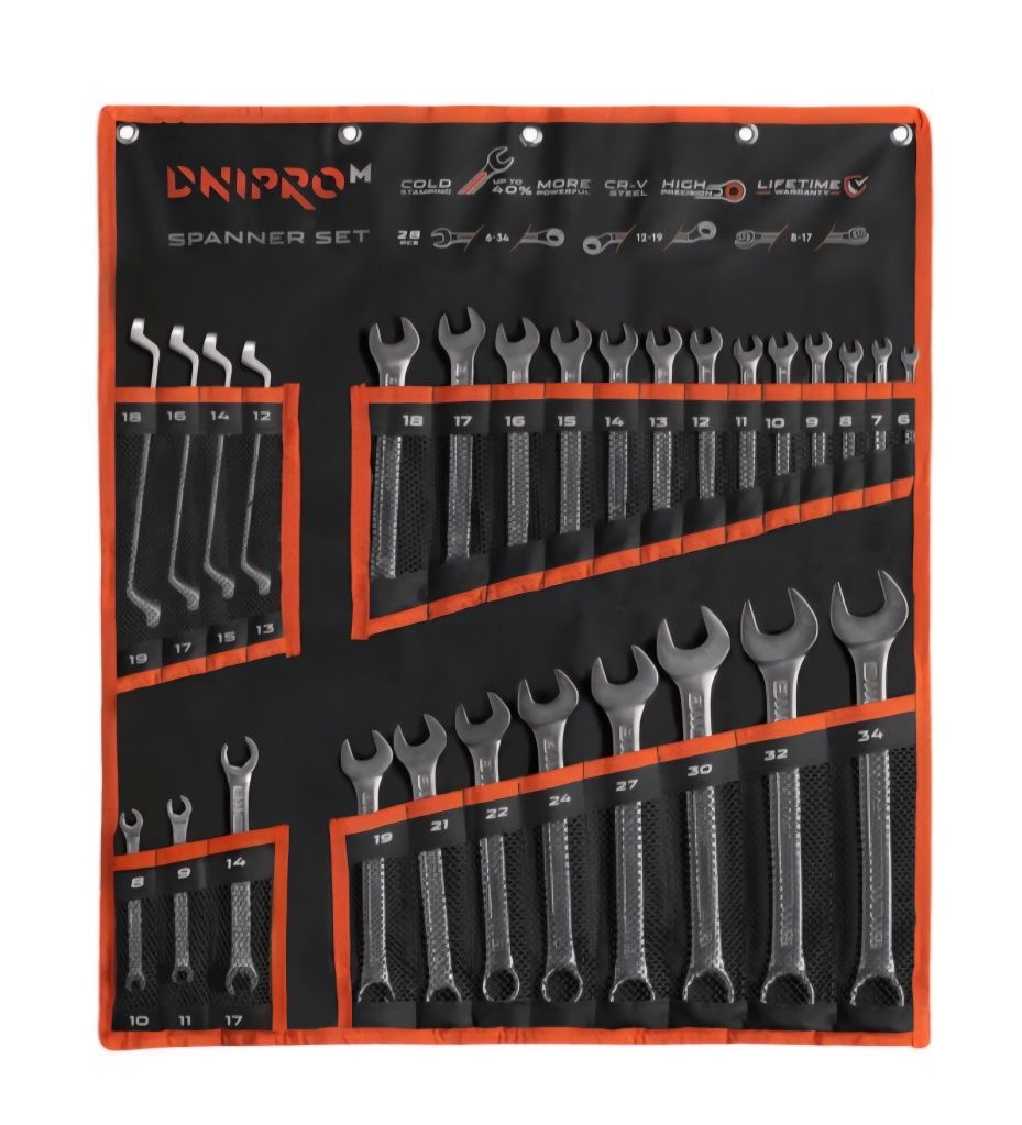 Набір гайкових ключів Dnipro-M ULTRA 28 штук Spanner Set