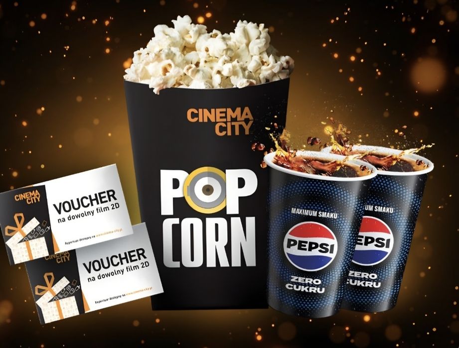 Cinema City kod voucher na Popcorn i dwa napoje.  Ważny 11.12.2025