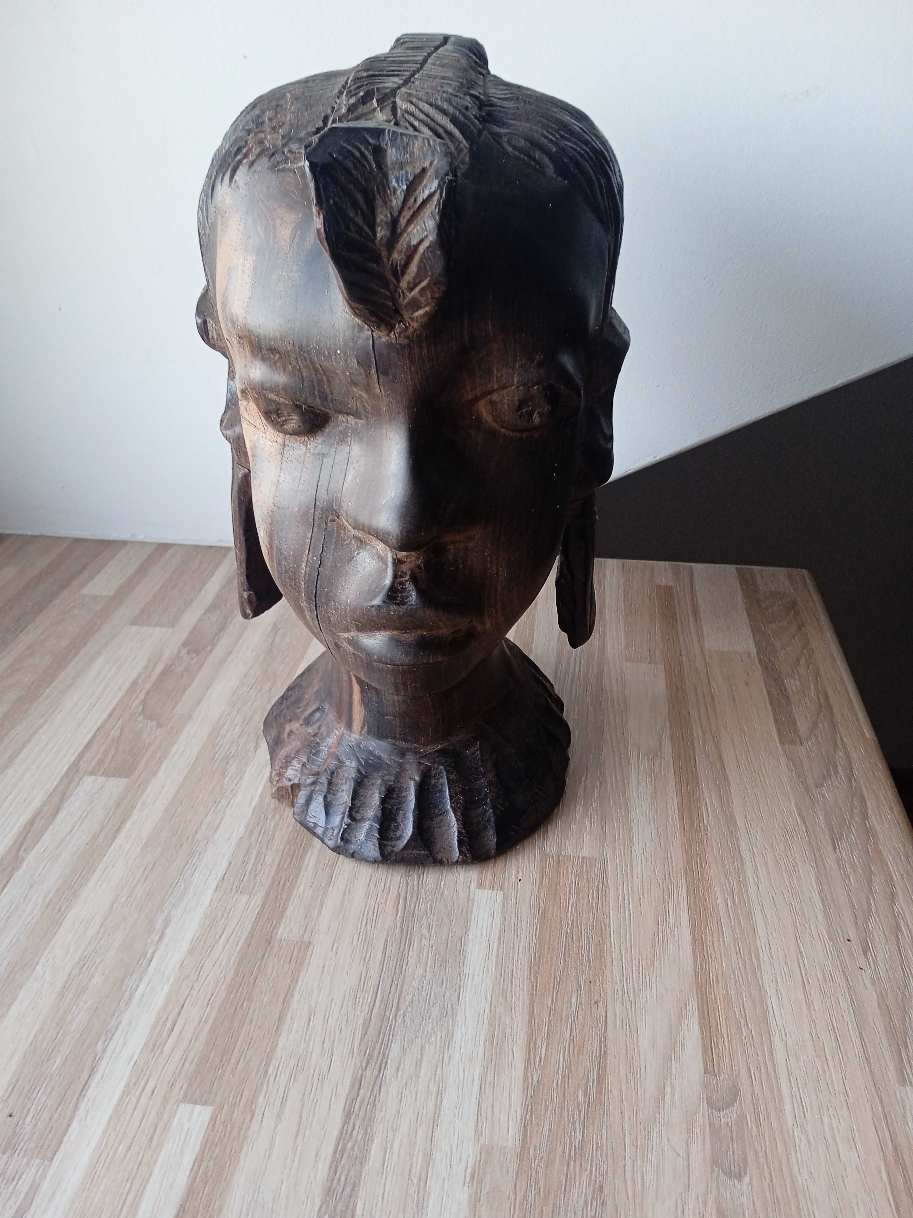 Afrykańska głowa kobiety nr. 1 ręczna rzeźba z drewna hebanowego