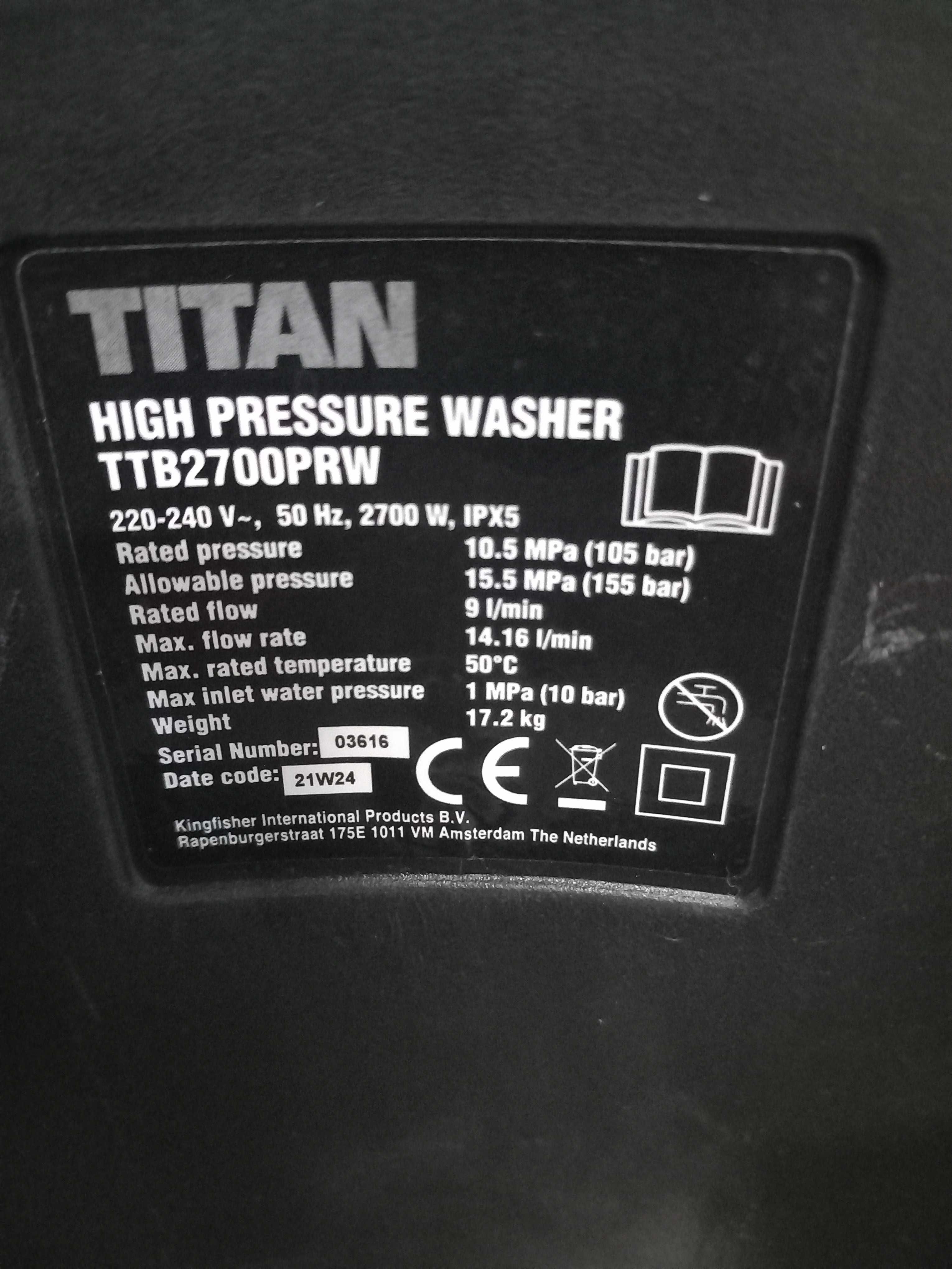 Myjka wysokociśnieniowa Titan najmocniejsza !! 2700 Wat dwie pompy !