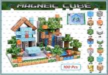 Klocki magnetyczne typu Minecraft Bloki na magnesach 100szt 2 figurki.
