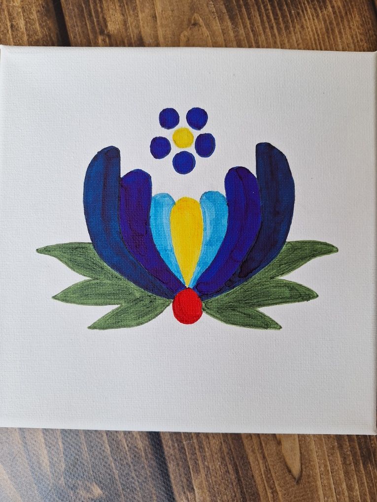 Obraz ze wzorem kaszubskim Palmeta - handmade