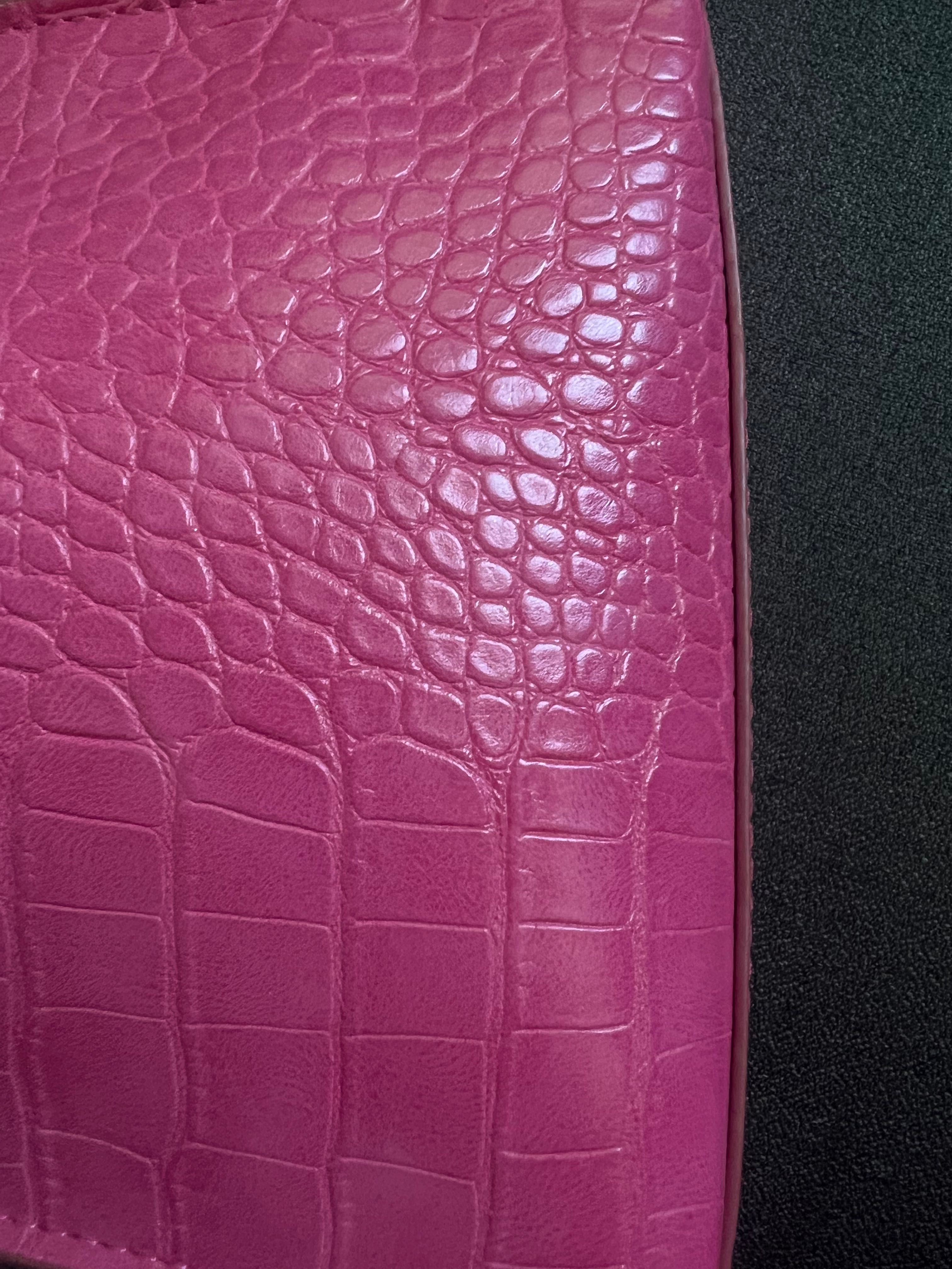 Mała fuksjowa torebka Mango,croco cross body bag, y2k, 00s