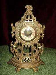 Часы каминные 25см бронза старинные механические антиквариат из Англии