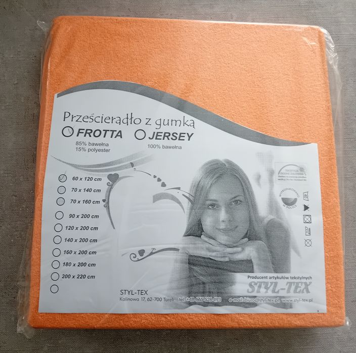 Przescieradło 60x120 frotte z gumką nowe