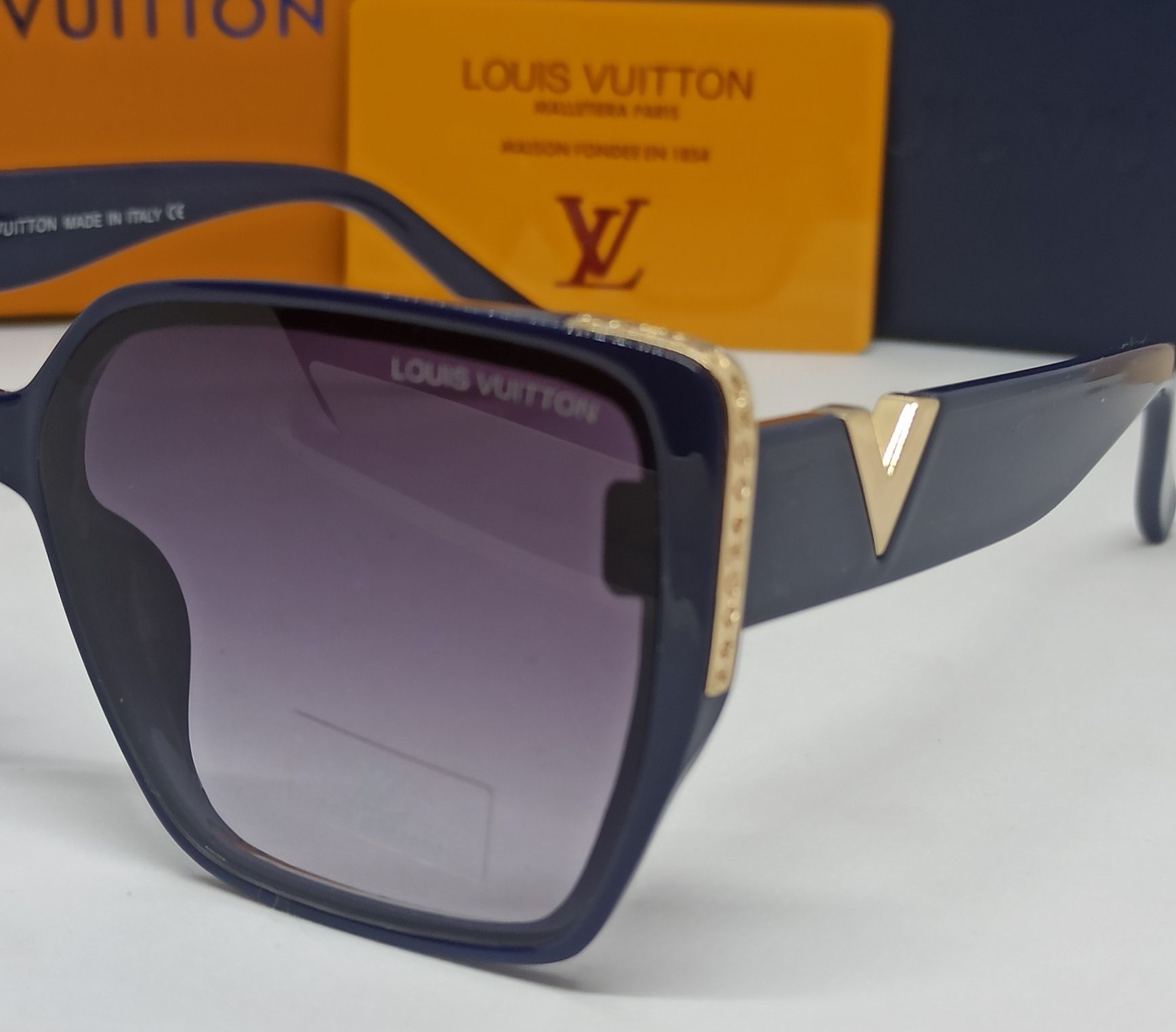 Louis Vuitton хитовые очки женские синяя оправа линзы серо фиолетовые