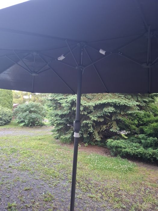 vidaXL Podwójny parasol ogrodowy, czarny, 449x245 cm