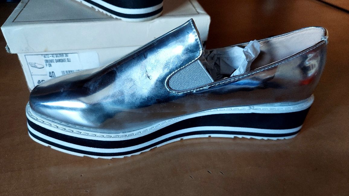 Buty damskie Betler srebrne silver nowe rozmiar 40