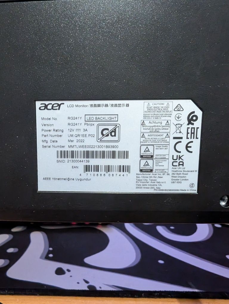 На запчастини Монітор Acer RG241Y