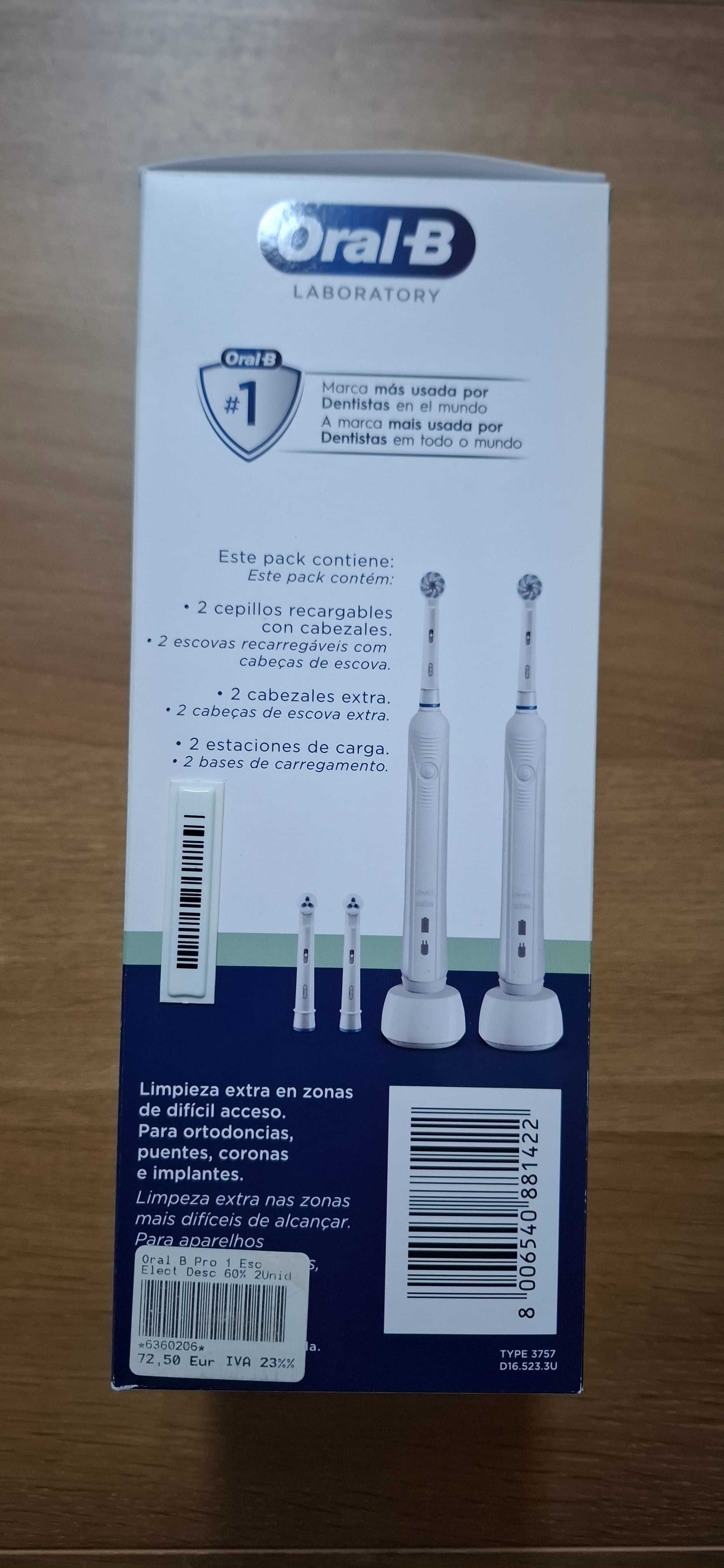 Oral B Pro 1 Pack 2 Escovas Dentes Elétricas completo em caixa + 12 re