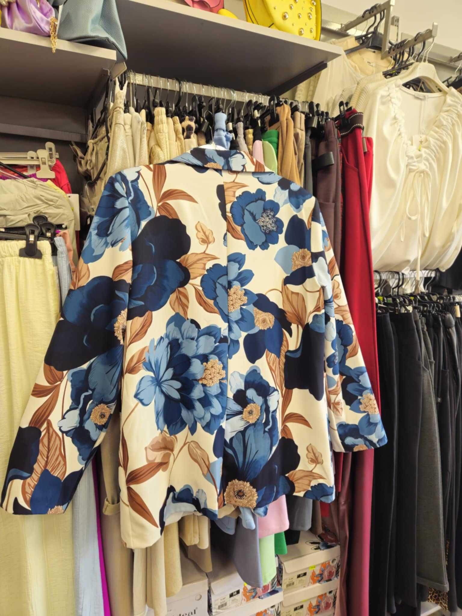 Marynarka Kwiaty niebieska Plus size Italy !!!
