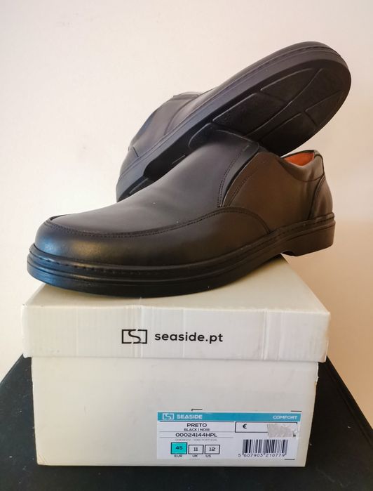 Sapatos em pele preta Seaside Comfort novos n°45