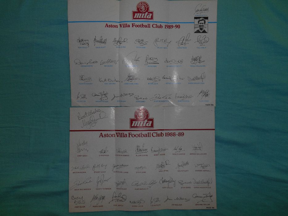 2 Karty Aston Villa 1988-89 i 1989-90 AUTOGRAFY Oryginalne Unikalne