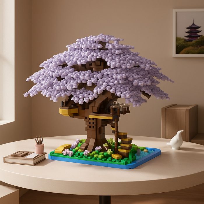 3D лего lego бонсай-дерева с вишневыми цветами (сакура) конструктор 3D