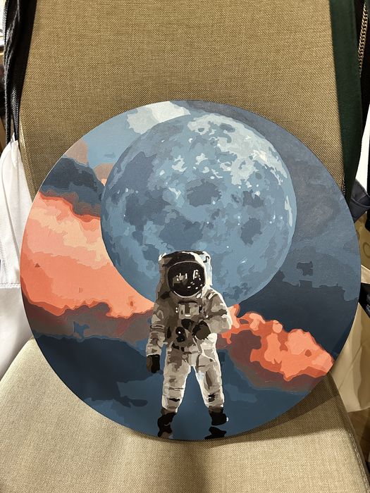 Recznie malowany obraz na okraglej ramie akryl