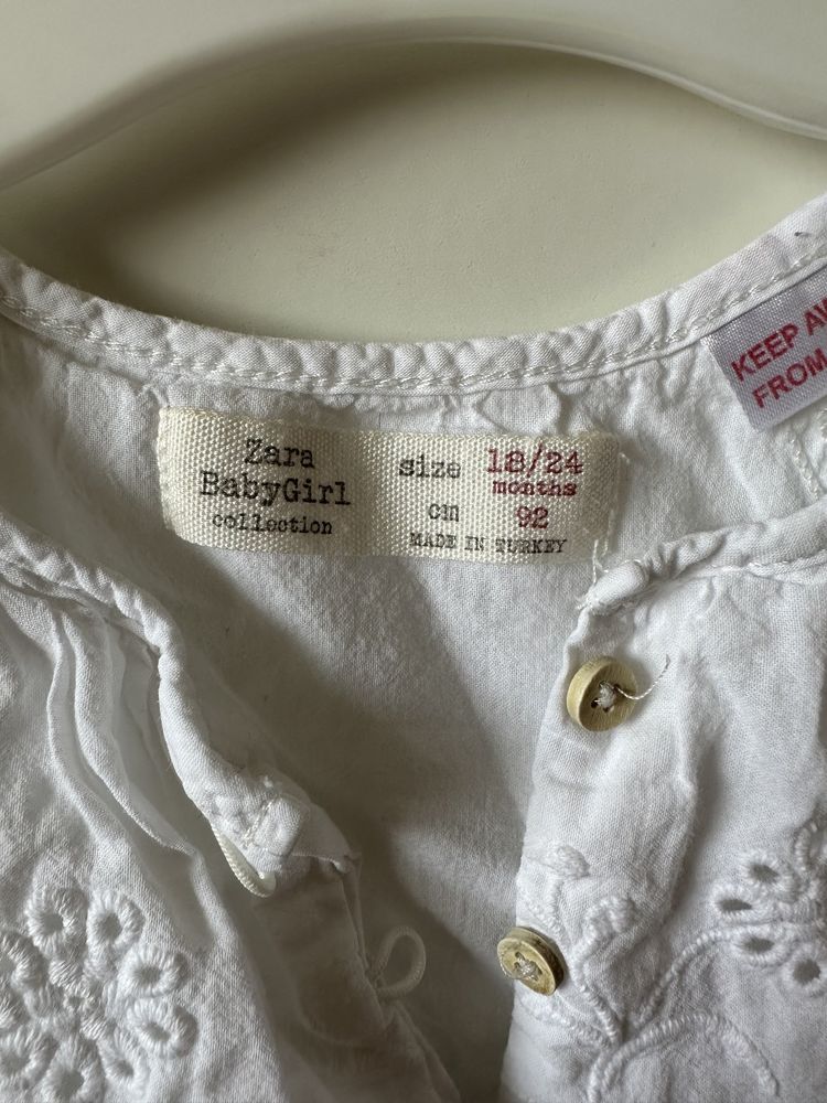 Biala blzueczka koszulowa bawelniana Zara r. 92