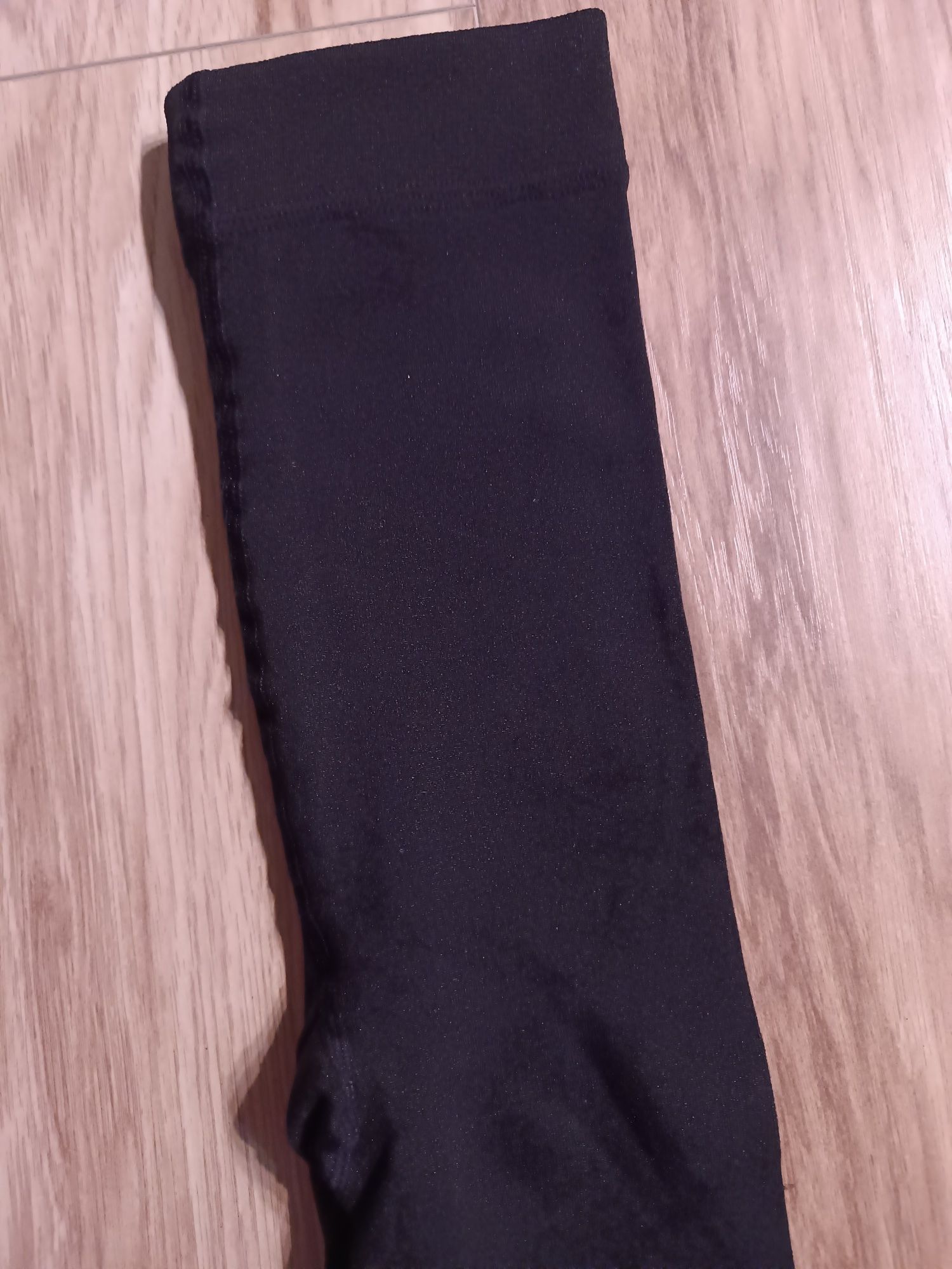 Czarne damskie grubsze kryjące legginsy ocieplane polarem L/XL