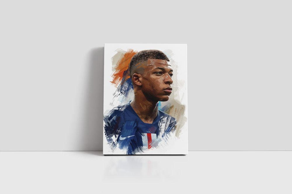 Nowoczesny Portret Kylian Mbappé na Płótnie 60x80 cm