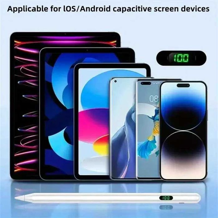 Стилус Универсальный Электронный Активный с LED  дисплеем чёрный