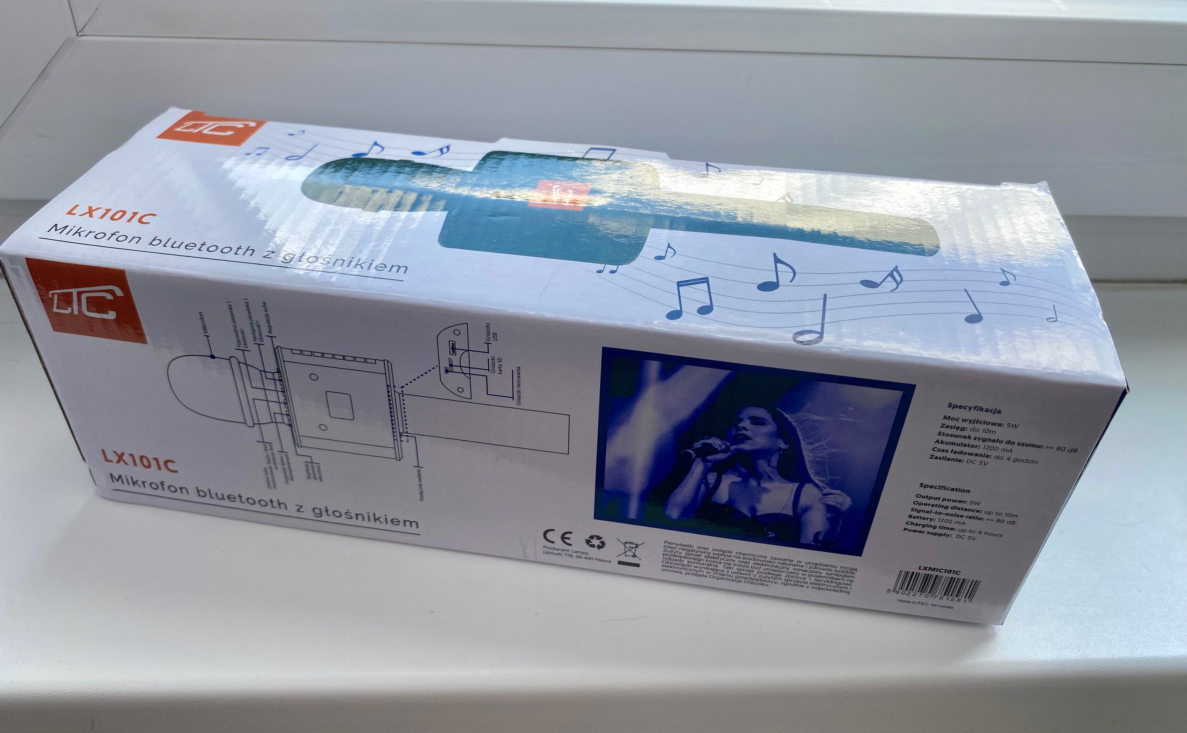 Mikrofon Bluetooth z głośnikiem LTC LX101C muzyka śpiew karaoke