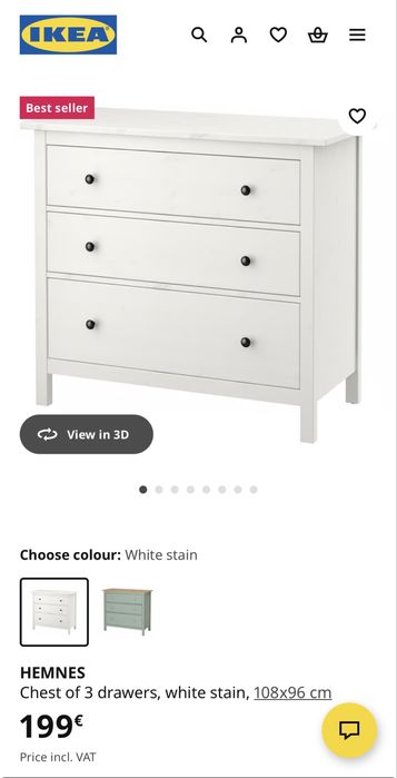 Cómoda 3 gavetas ikea branca | Cómoda HEMNES
