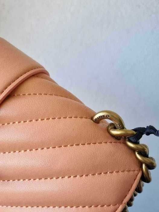 Torebka torba Pinko icon mini love V quilt morelowa pomarańczowa neon