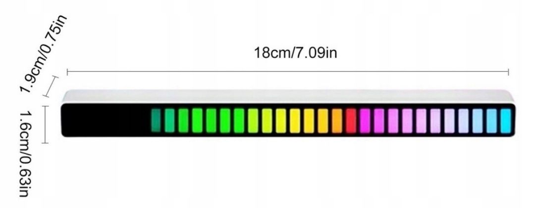 Panel LED RGB Equalizer Pasek Kontrola Dźwięku USB Bluetooth