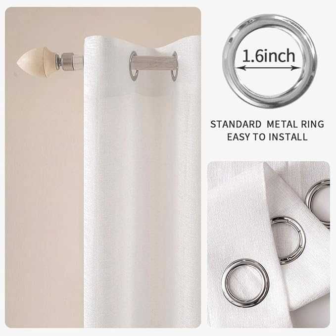 Zasłony 2 szt., białe, lniana imitacja, półprzezroczyste 140x280 cm