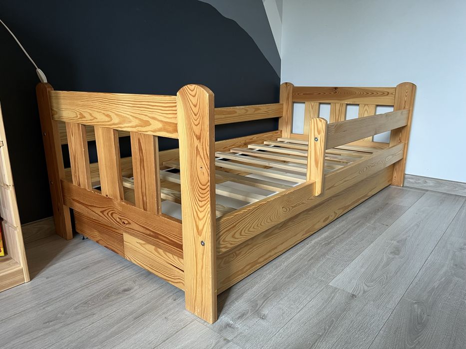 Łóżko drewniane 160x80 + szuflada + materac fdm