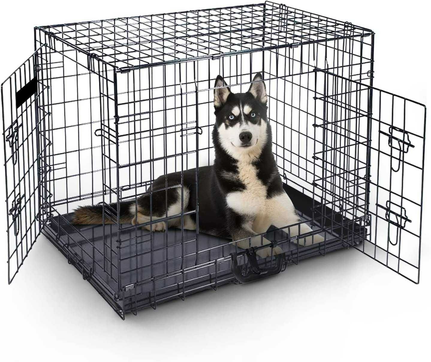 Novo! Dog Crate Jaula Transportadora Metálica com 2 Portas