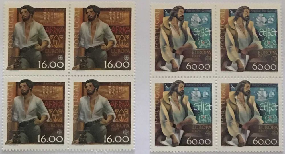 Série de 2 quadras de selos novos - Europa - Personagens célebres-1980