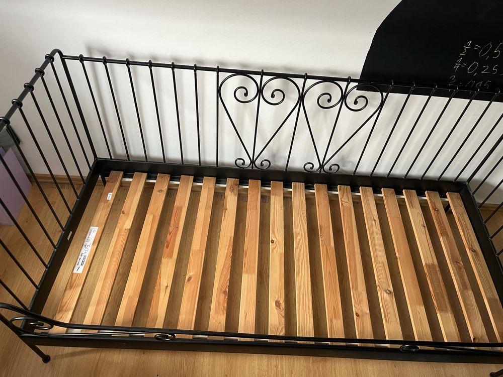 Łóżko ikea czarne metalowe