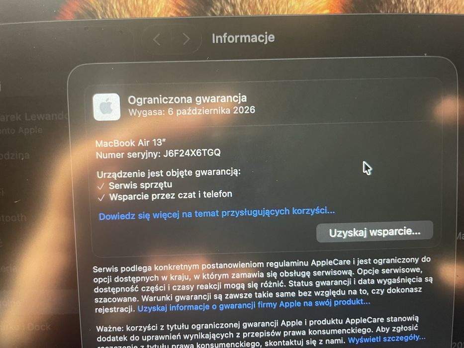 MacBook Air M4 16/256GB Midnight - stan idealny - 2wu dniowy