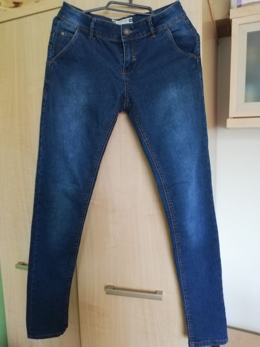 Proste ciemno niebieskie jeansy r 36 xs