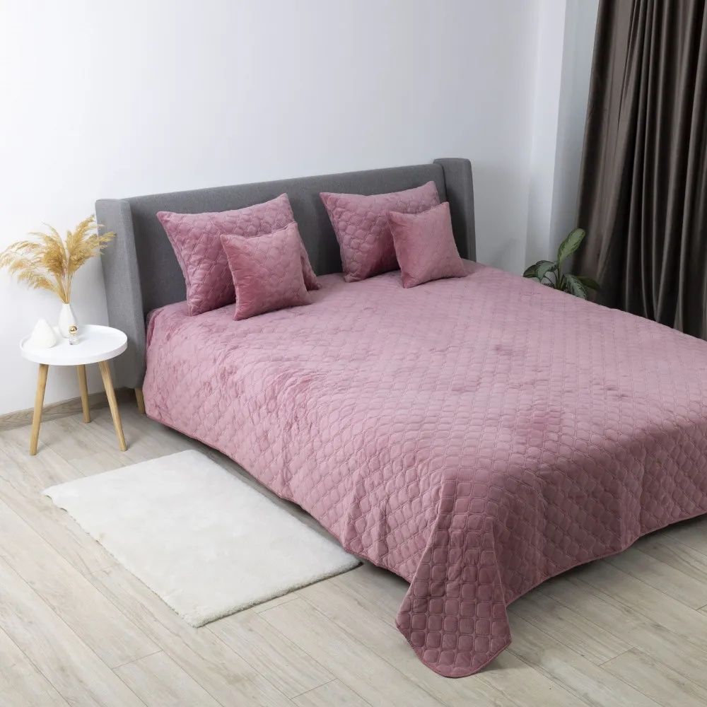 Покривало  "VELOUR" 180*240 СМ MESA ROSE/ромб круглий