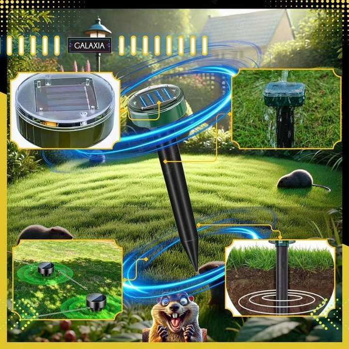 4X SILNY ODSTRASZACZ NA KRETY Kuny Myszy Szczury Solarny Ultradźwięk