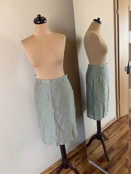 M l. Gerry weber spodnica midi do kolan pastele krem bez khaki len