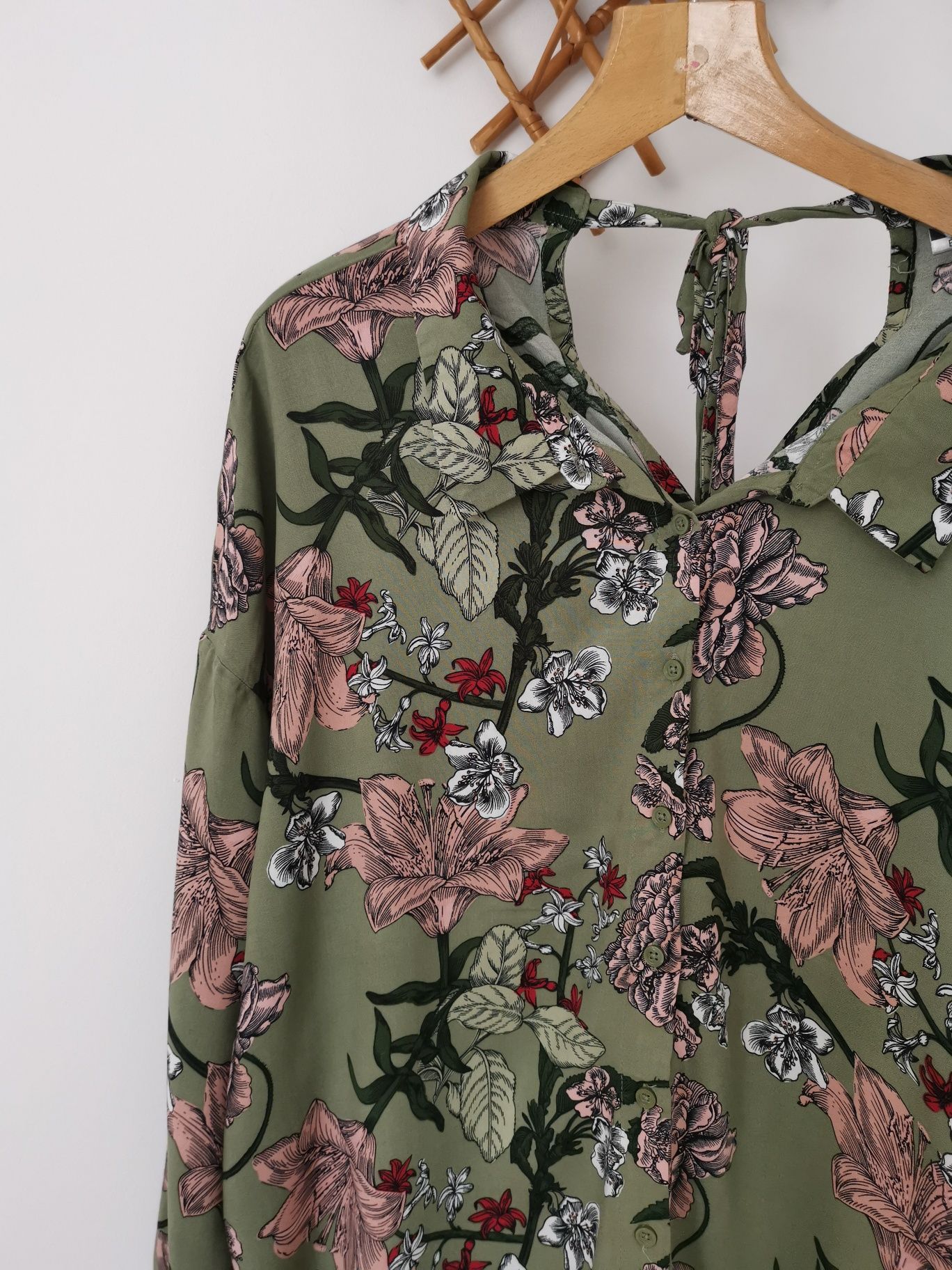 Zielona koszula w kwiaty luźna oversize XL, XXL wiskoza