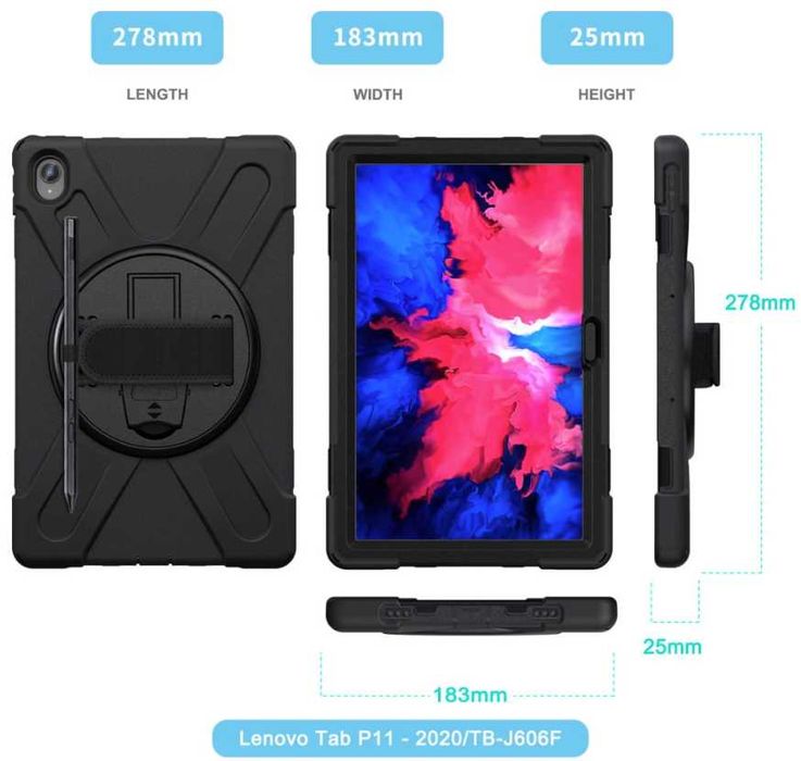 Pancerne Etui z Uchwytem do Lenovo Tab 11 / P11 Plus czarne