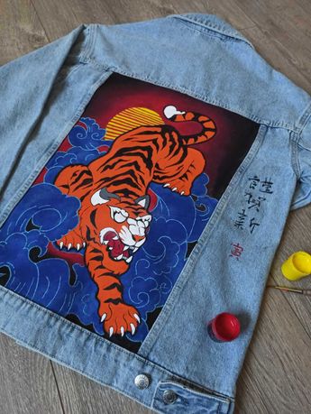 Kurtka jeansowa ręcznie malowana