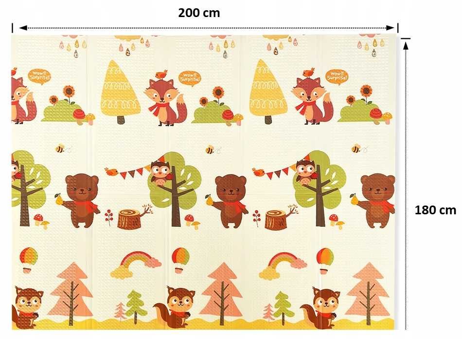 MATA Edukacyjna dla NIEMOWLĄT Piankowa DWUSTRONNA SkładanaXPE200x180cm