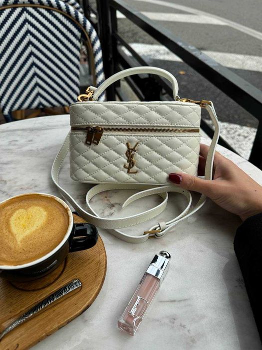 Saint Laurent Gaby Vanity Leather Shoulder Bag Cream