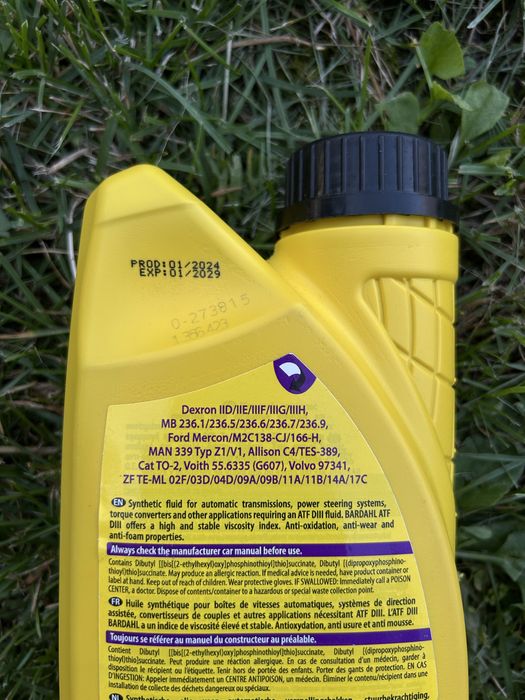 Олива Bardahl ATF DIII, Dexron, гідропідсилювач, трансмісія, АКПП, ГУР