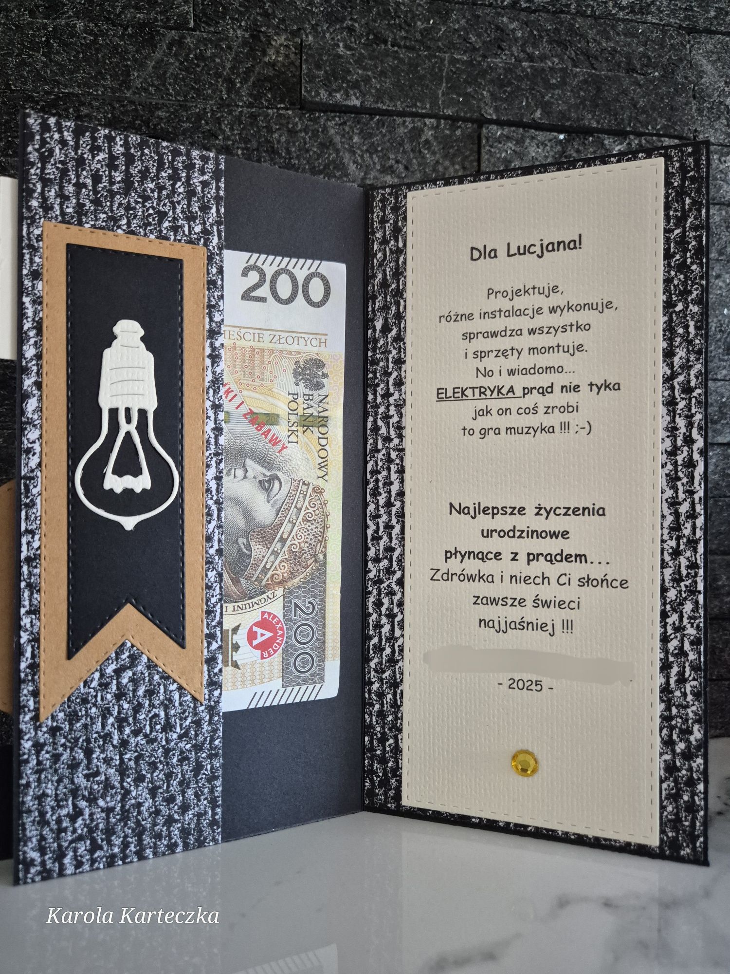 Kartka dla elektryka 18/30/40/50/60/70 urodzinowa 3D, męska kartka