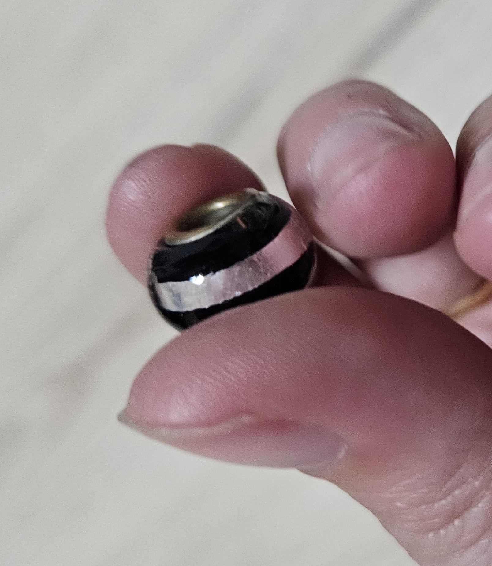 Charms/koralik modułowy w paski czarno-srebrne
