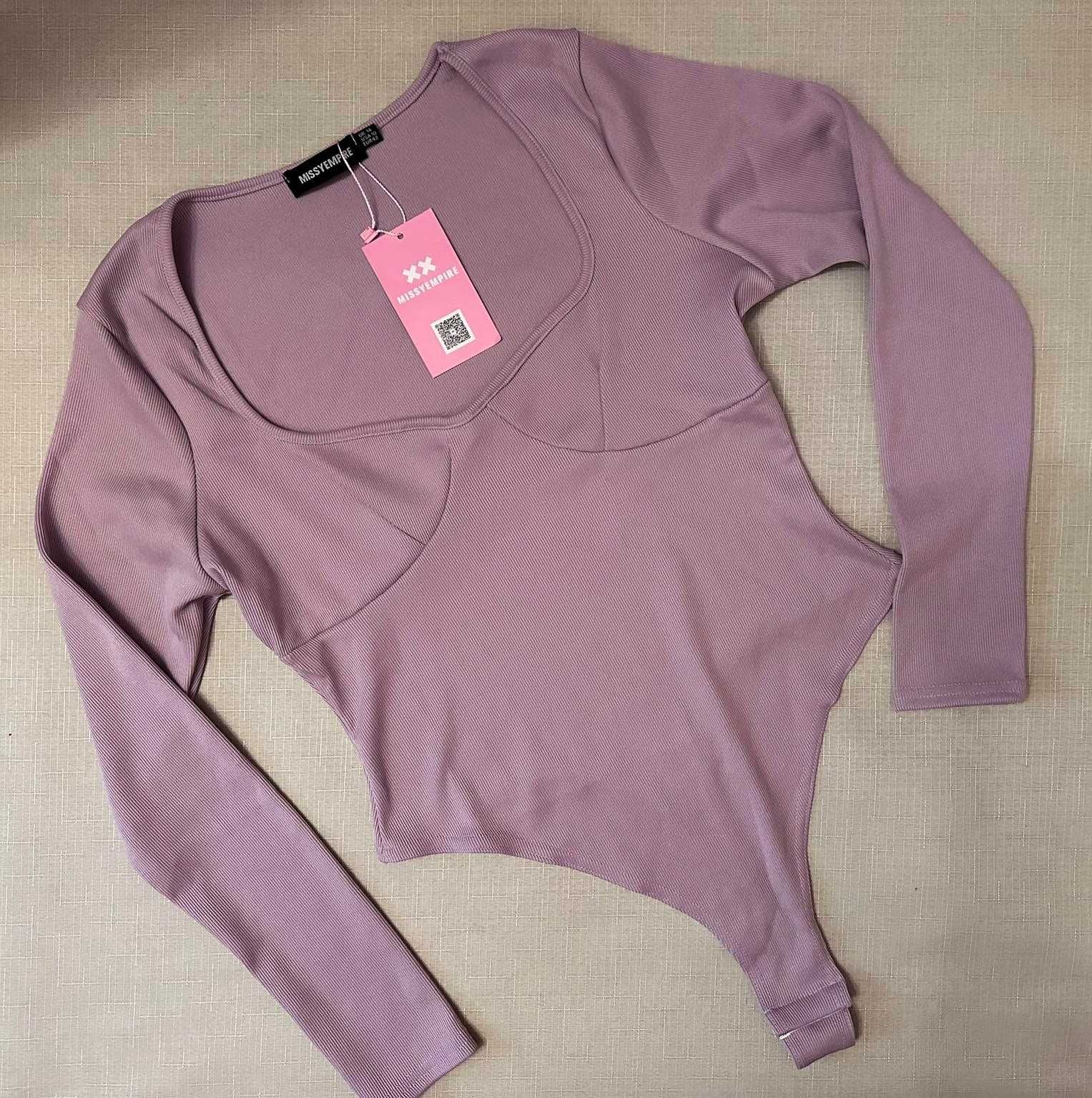 NOWE Missyempire prążkowane body lilac prążek 42 40