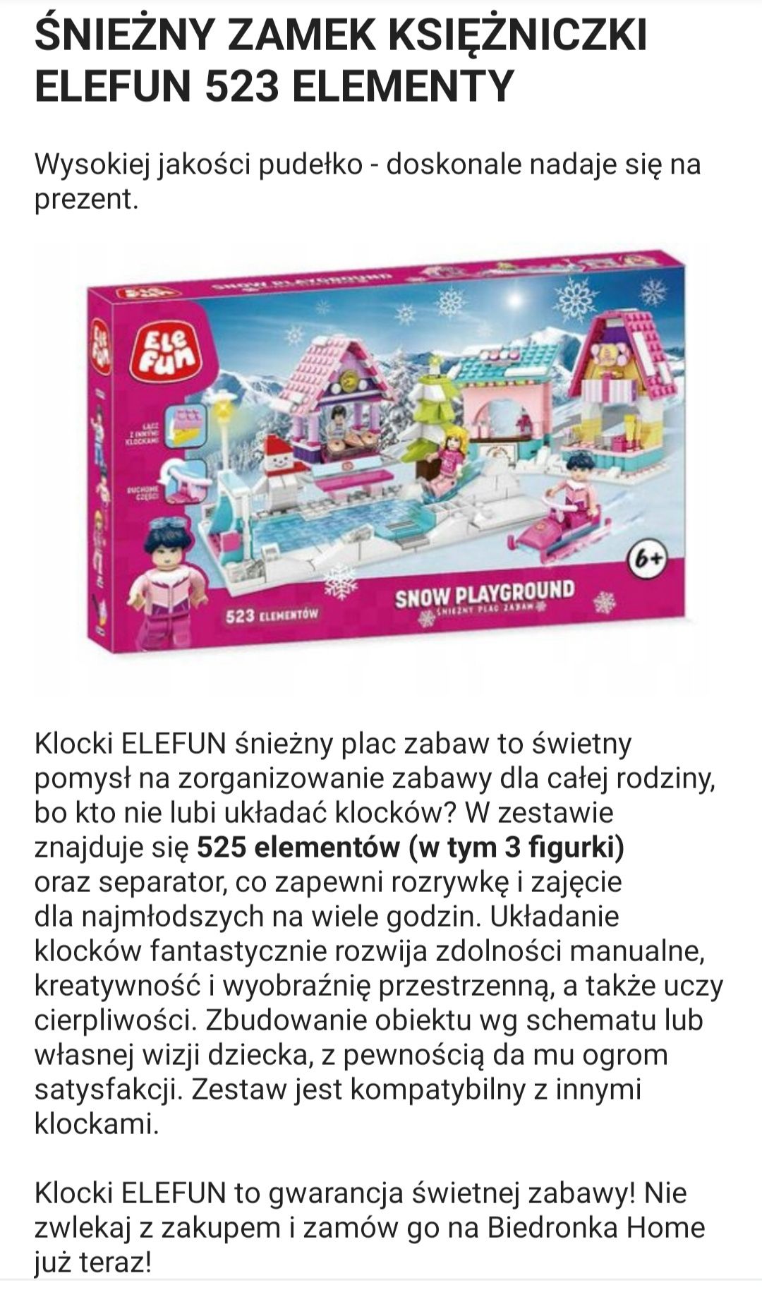 Klocki jak LEGO - śnieżny plac zabaw