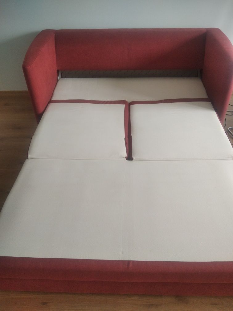 Sofa kanapa dwuosobowa rozkładana czerwona ruda
