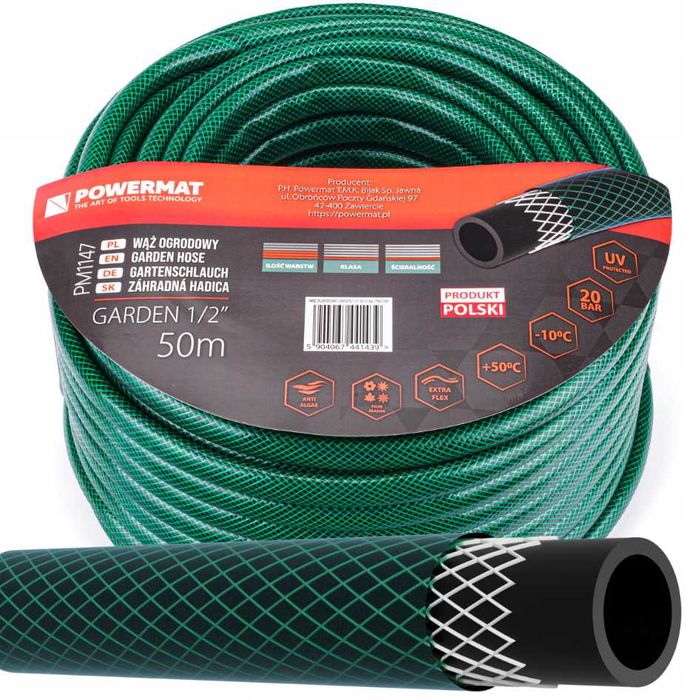 Wąż OGRODOWY Do Wody 1/2'' 50m 3 Warstwowy 20 Bar PM1147